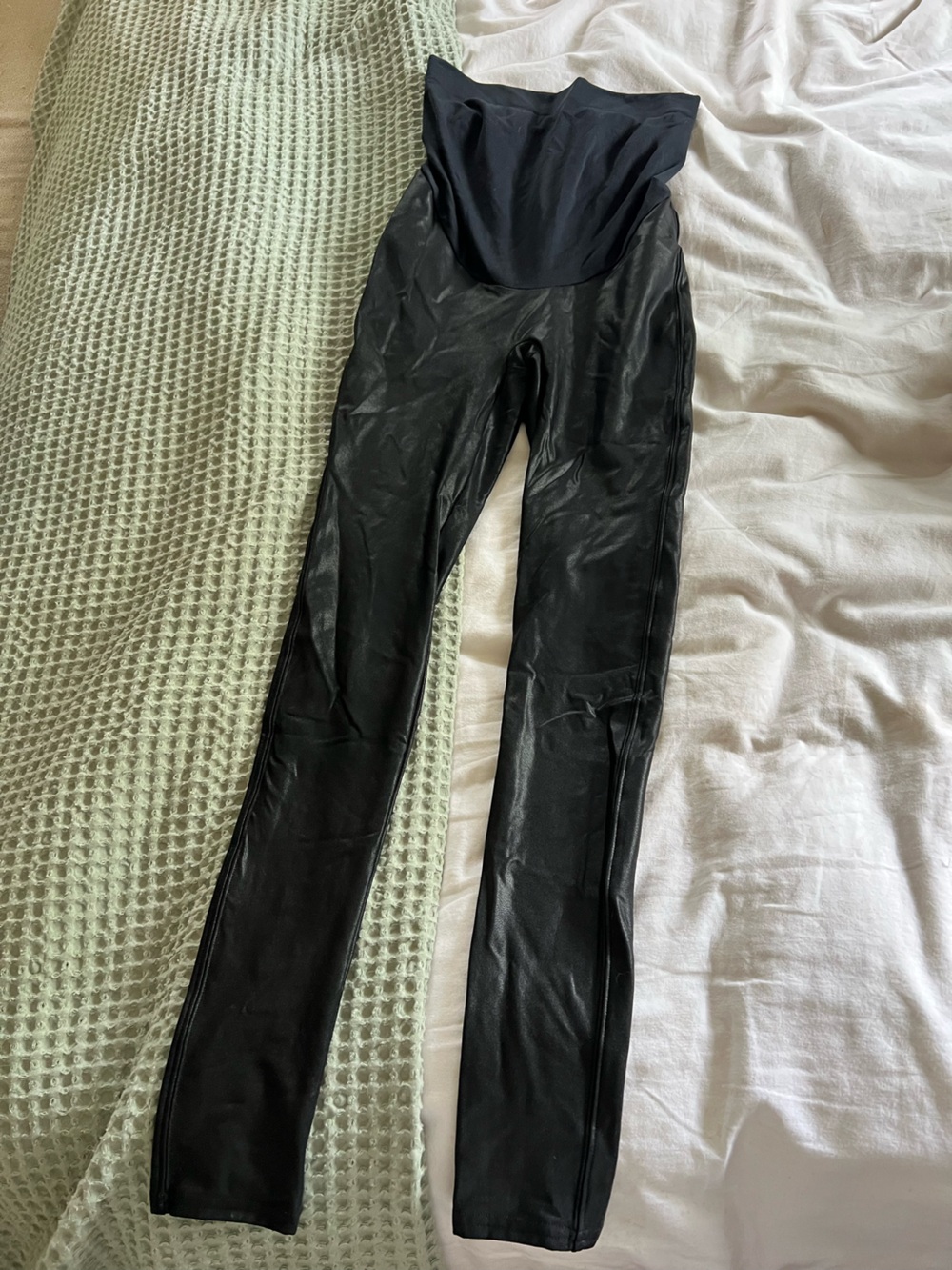 SPANX Black Faux Leather maternity  Leggings